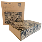 Gift Match Box Kraft Black Leaf
