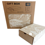 GIF1217 Gift Match Box Kraft White Leaf