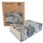 GIF1223 Gift Match Box White Black Leaf