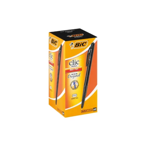 Bic Clic Pen  Medium - Black 60 Box