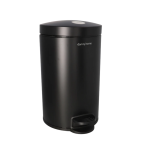 Pedal Trash Can Black 12L Stainless Steel