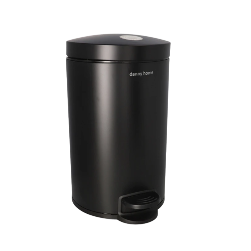 Pedal Trash Can Black 12L Stainless Steel